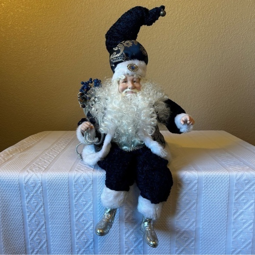 Santa Claus all Dressed in Blue Christmas Figure Decoration